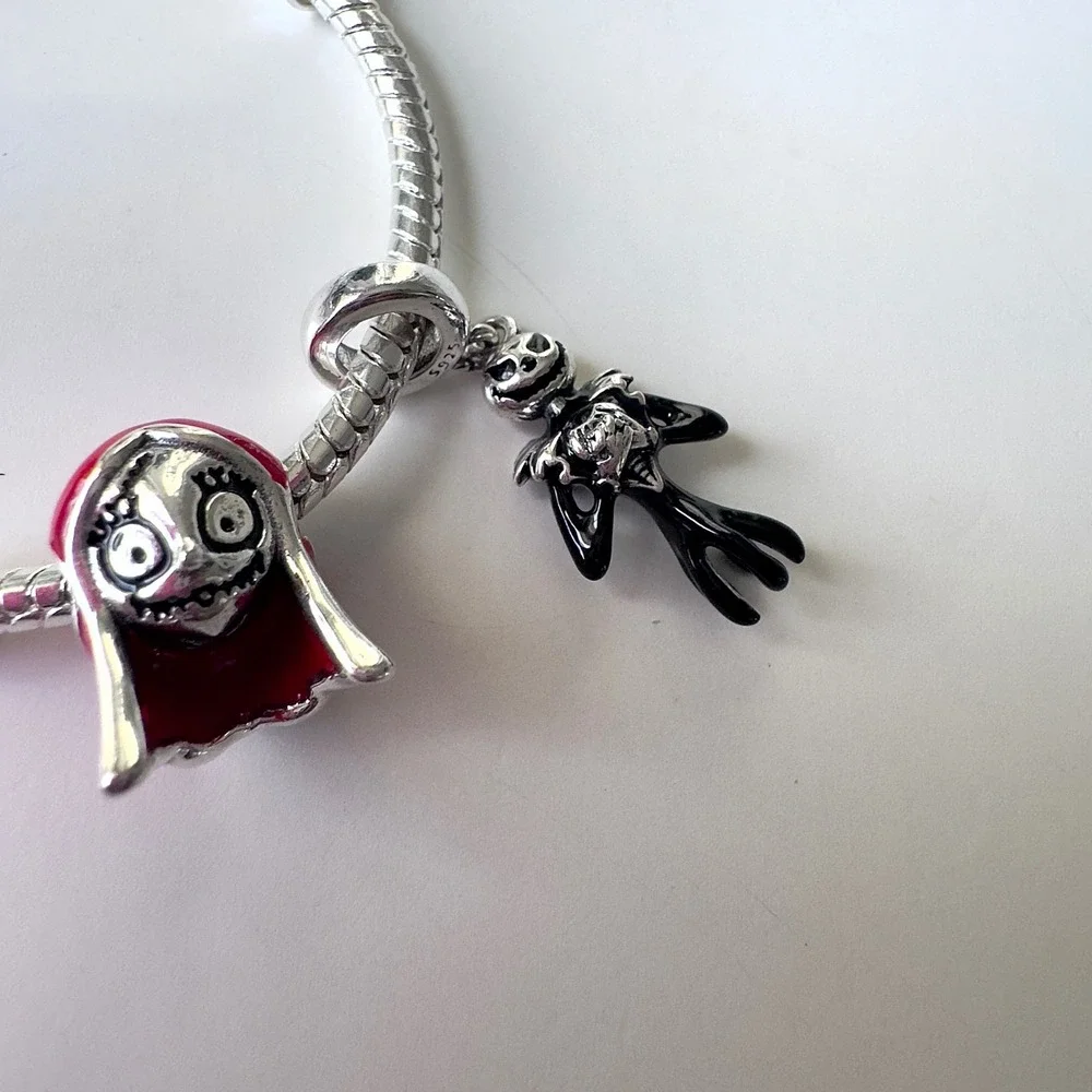 Nightmare Before Christmas Sally Jack Skellington Charm Bracelet Pandora Style - Picture 9 of 9
